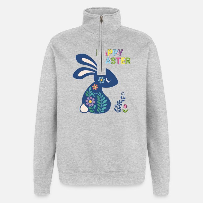 Easter Bunny Happy Easter - Quarter-Zip Sweatshirt - heather grey