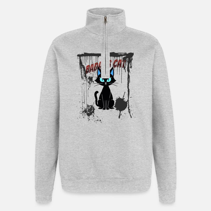 Chat dur à cuire - Sweat à zip 1/4 - gris chiné