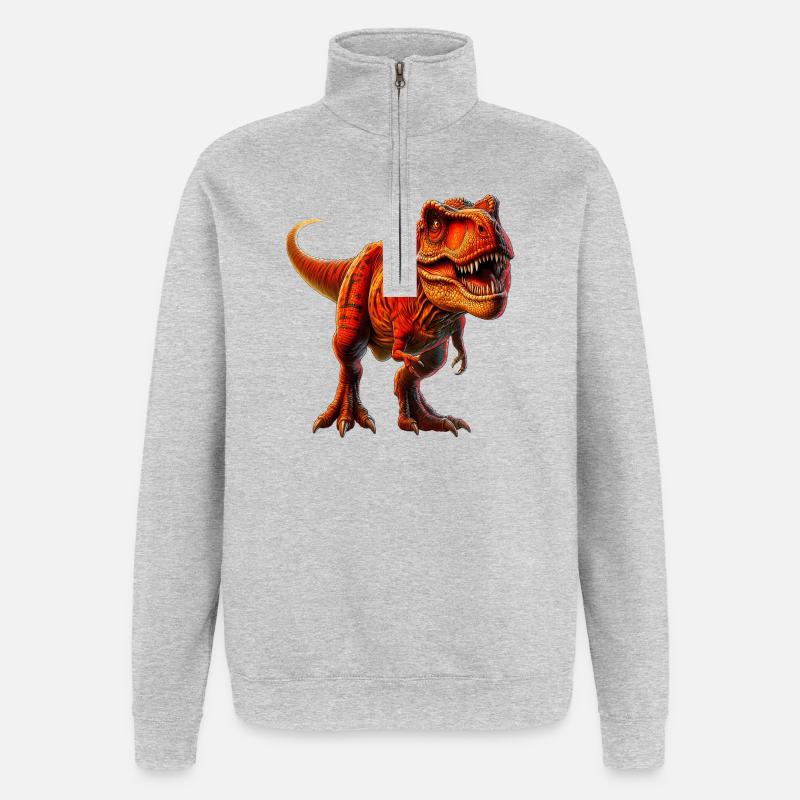 Dinosaurier - Quarter-Zip-Sweatshirt - Grau meliert