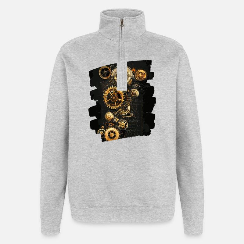 Steampunk Clockwork - Quarter-Zip Sweatshirt - heather grey