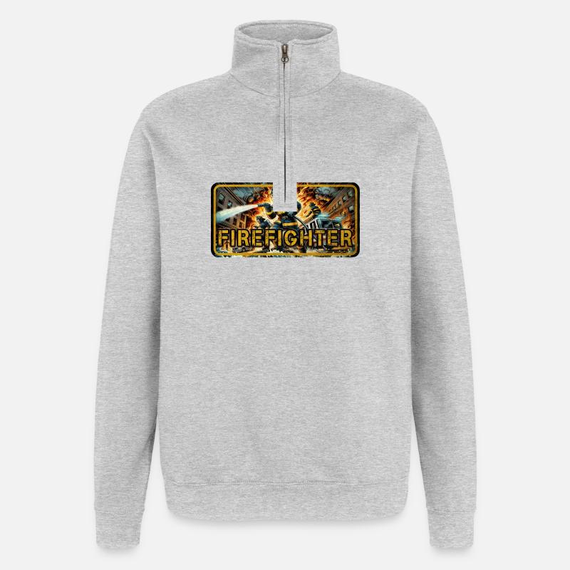 Feuerwehr Design - Quarter-Zip-Sweatshirt - Grau meliert