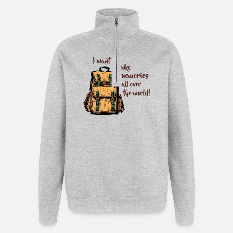Ich möchte Erinnerungen schaffen - Quarter-Zip-Sweatshirt - Grau meliert