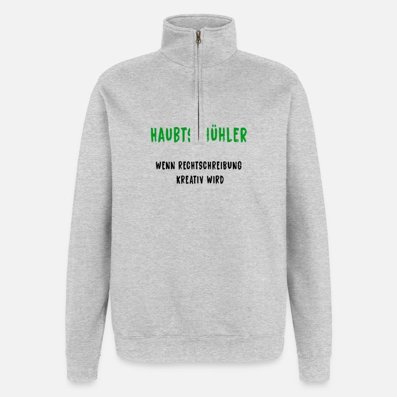 Haubtschühler – Orthographe créative - Sweat à zip 1/4 - gris chiné