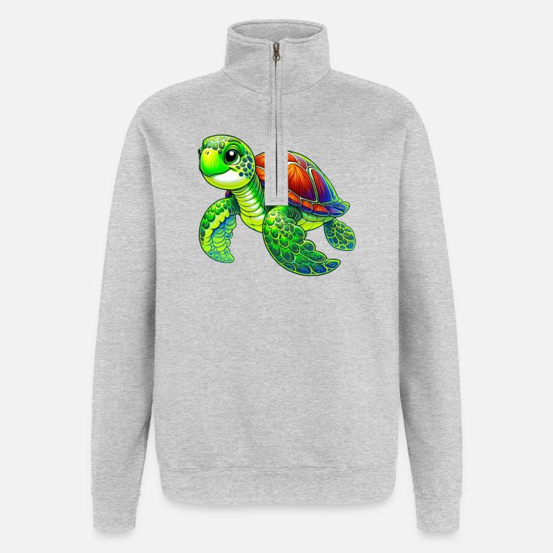 Schildkröte - Quarter-Zip-Sweatshirt - Grau meliert