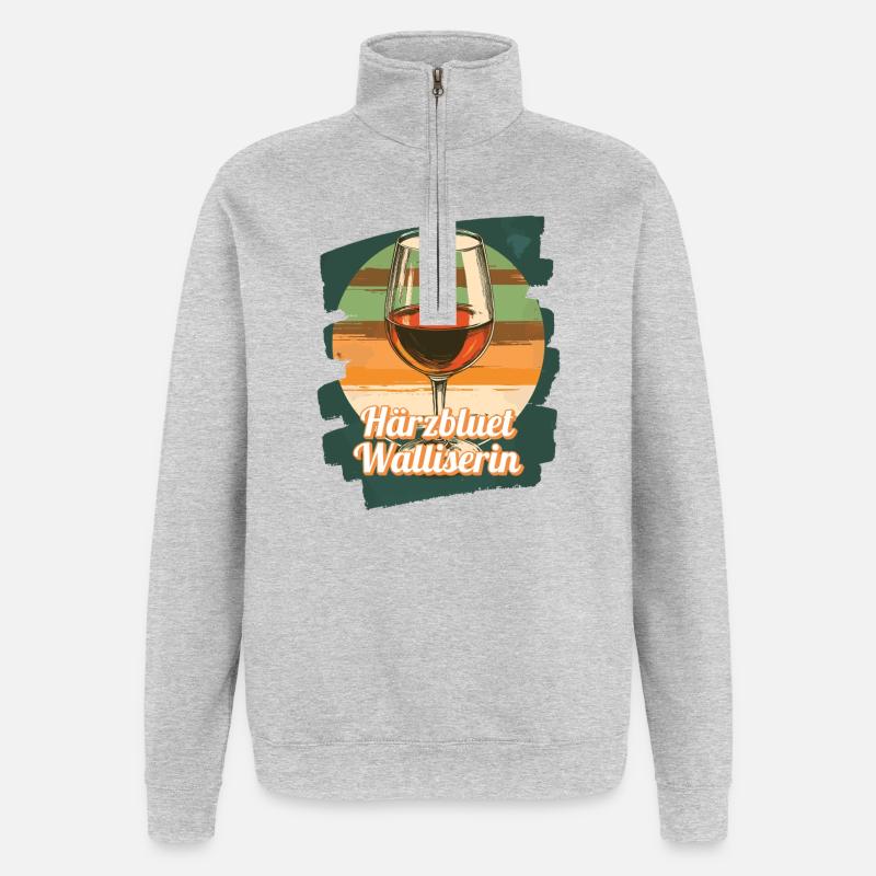 Härzbluetvaliser Valaiserin Vin Canton du Valais - Sweat à zip 1/4 - gris chiné