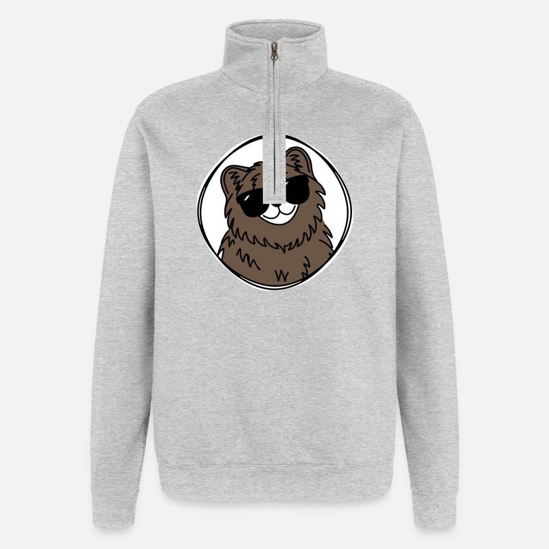Cooler Bär - Quarter-Zip-Sweatshirt - Grau meliert