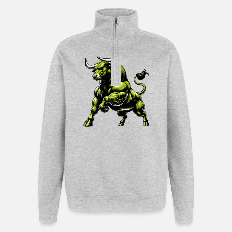Stier - Quarter-Zip-Sweatshirt - Grau meliert
