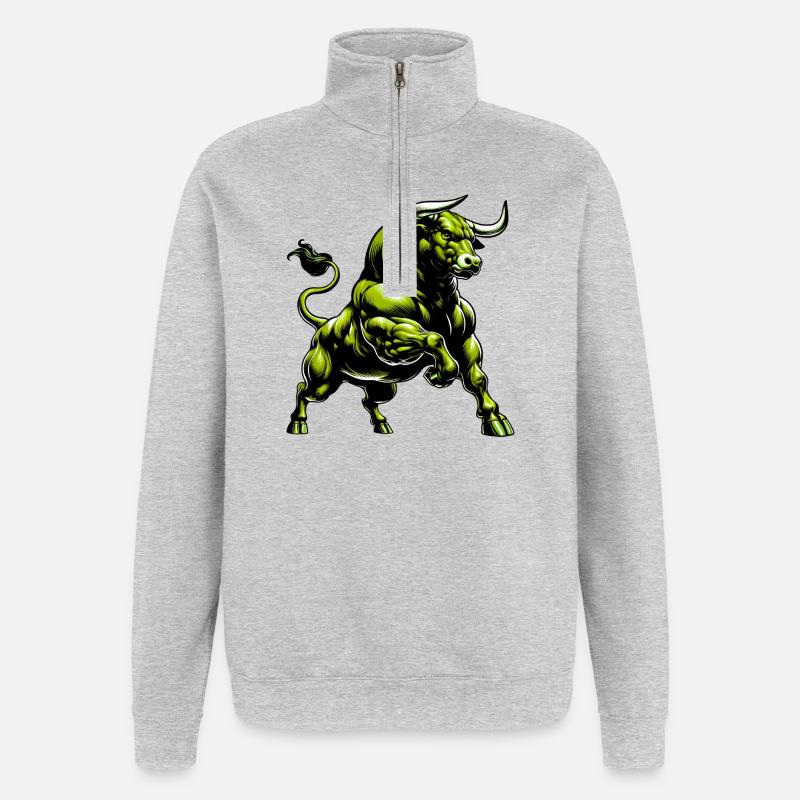 Stier - Quarter-Zip-Sweatshirt - Grau meliert