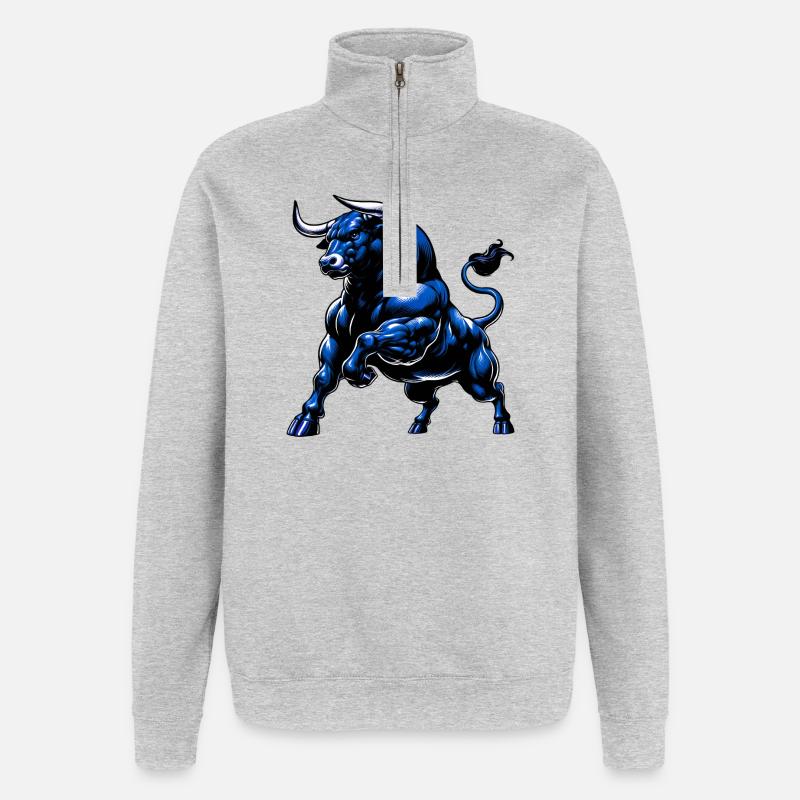 Stier - Quarter-Zip-Sweatshirt - Grau meliert