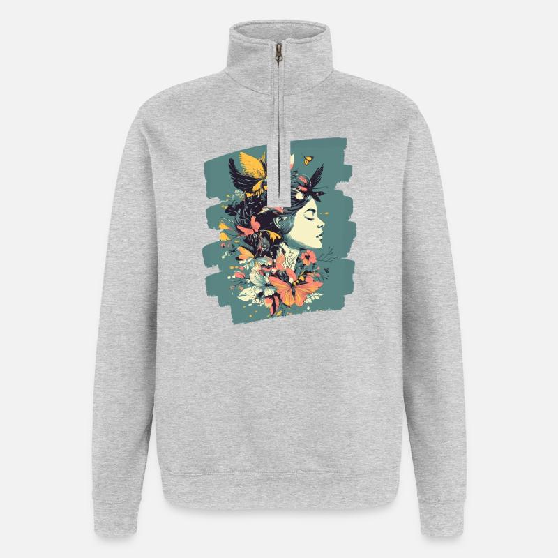 Spring Spring Beginning Flowers - Quarter-Zip Sweatshirt - heather grey