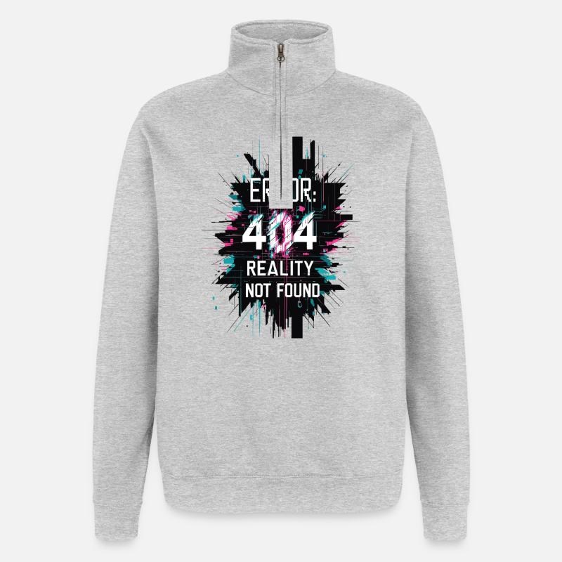 Error: Realität nicht gefunden - Quarter-Zip-Sweatshirt - Grau meliert