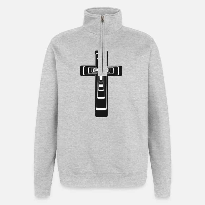 Croix Croix Jésus - Sweat à zip 1/4 - gris chiné