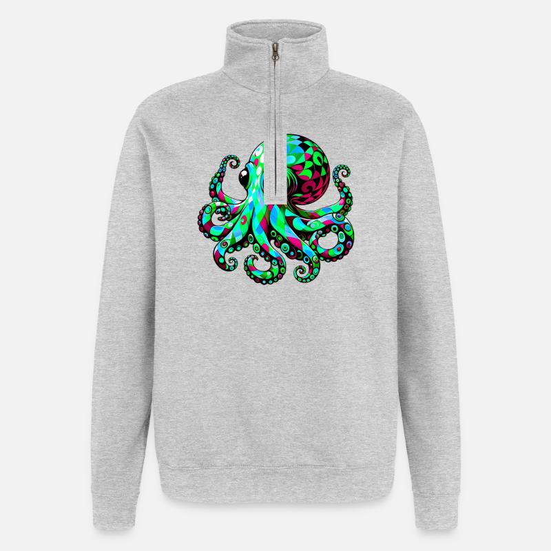 Octopus - Quarter-Zip Sweatshirt - heather grey