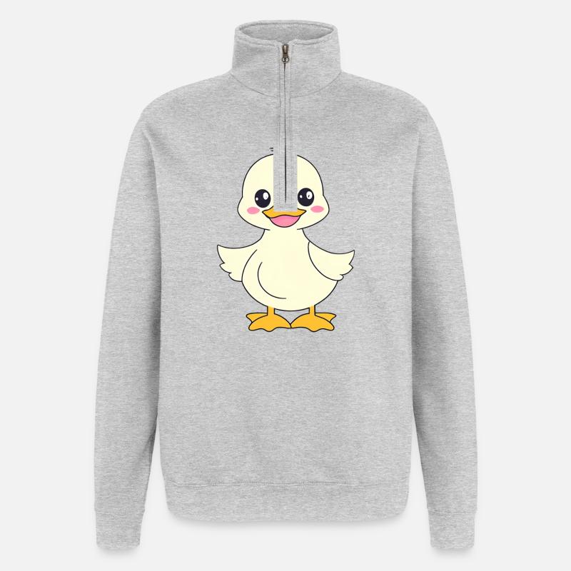 Bébé Duck Duck enfants mignon - Sweat à zip 1/4 - gris chiné