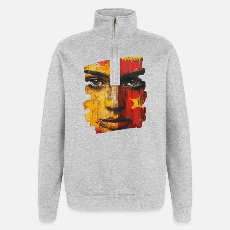 Spanische Flagge Spanien - Quarter-Zip-Sweatshirt - Grau meliert