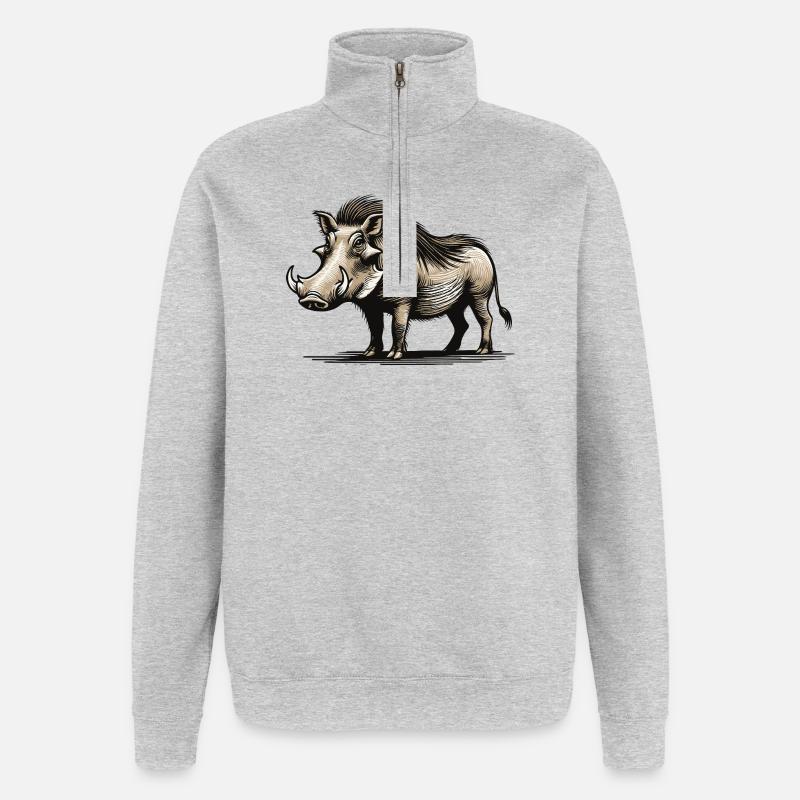 Warzenschwein - Quarter-Zip-Sweatshirt - Grau meliert