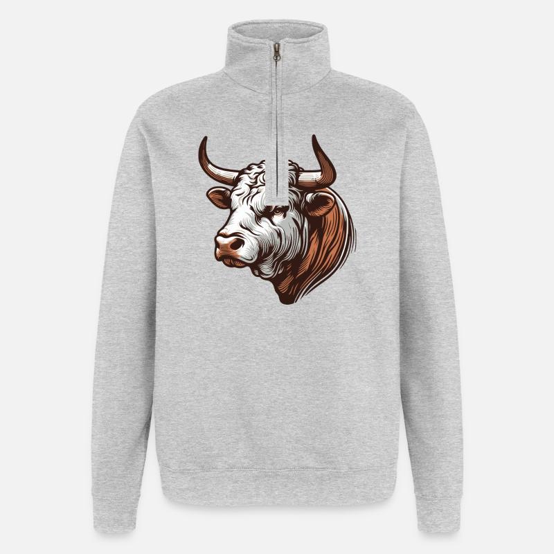 Stier - Quarter-Zip-Sweatshirt - Grau meliert