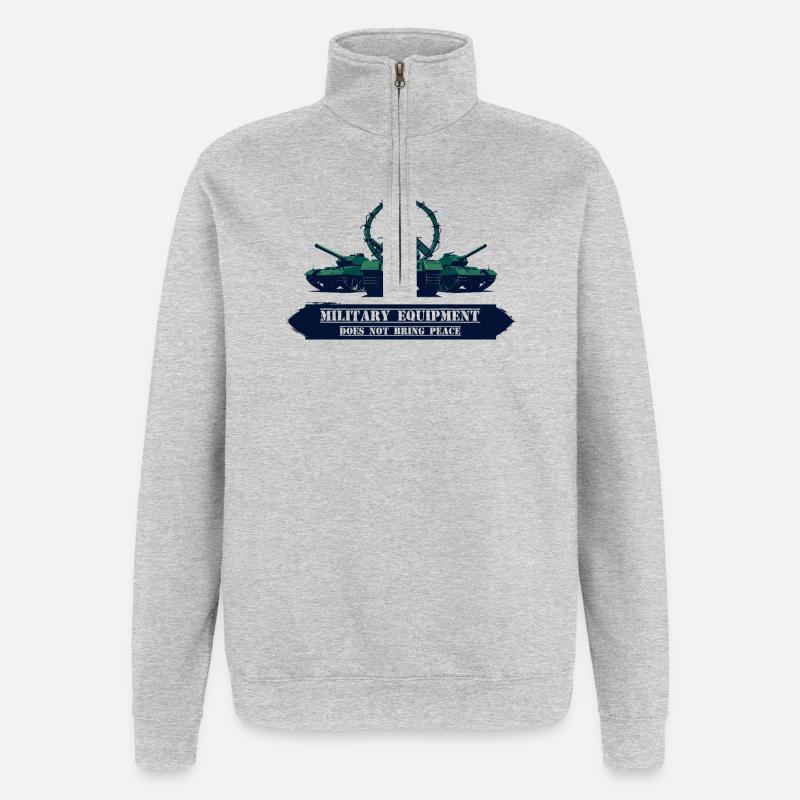Military equipment does not bring peace - Quarter-Zip Sweatshirt - heather grey
