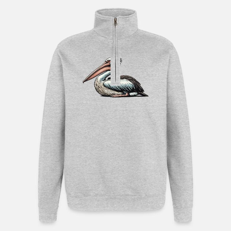 Pélican - Sweat à zip 1/4 - gris chiné