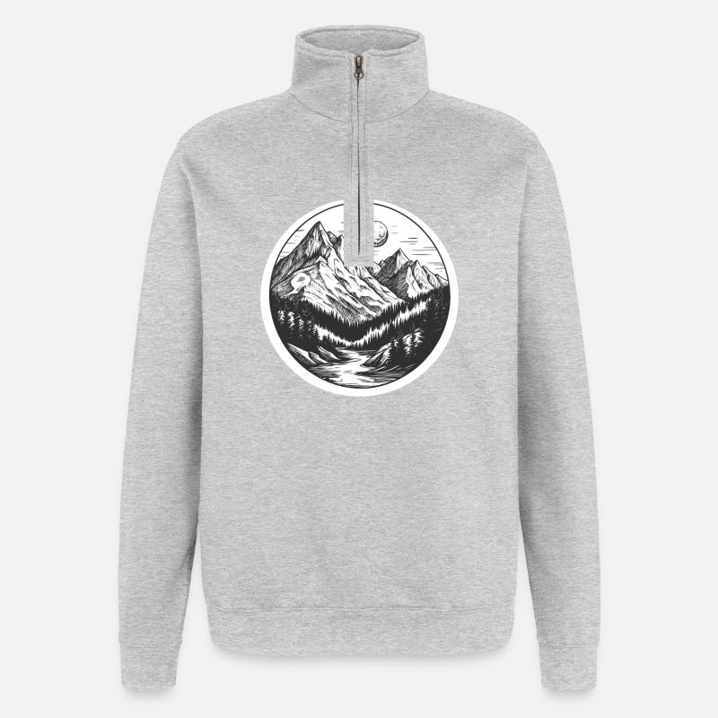 Berge - Quarter-Zip-Sweatshirt - Grau meliert