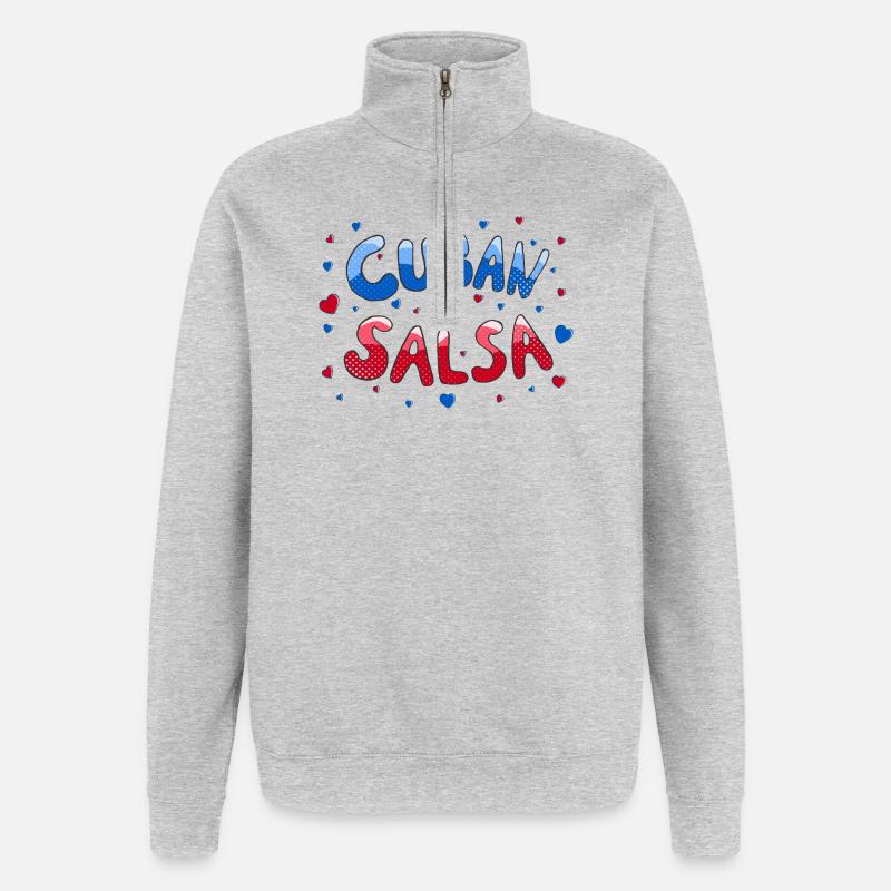Cuban Salsa Rueda Timba Tanzen - Quarter-Zip-Sweatshirt - Grau meliert