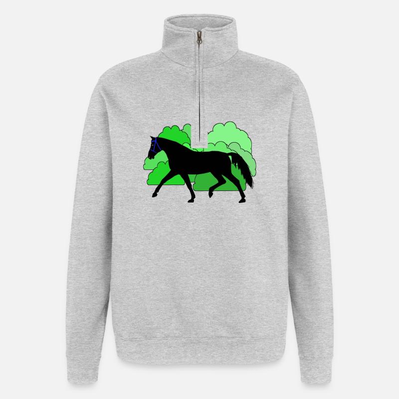 Pferd Pferde Rappe - Quarter-Zip-Sweatshirt - Grau meliert