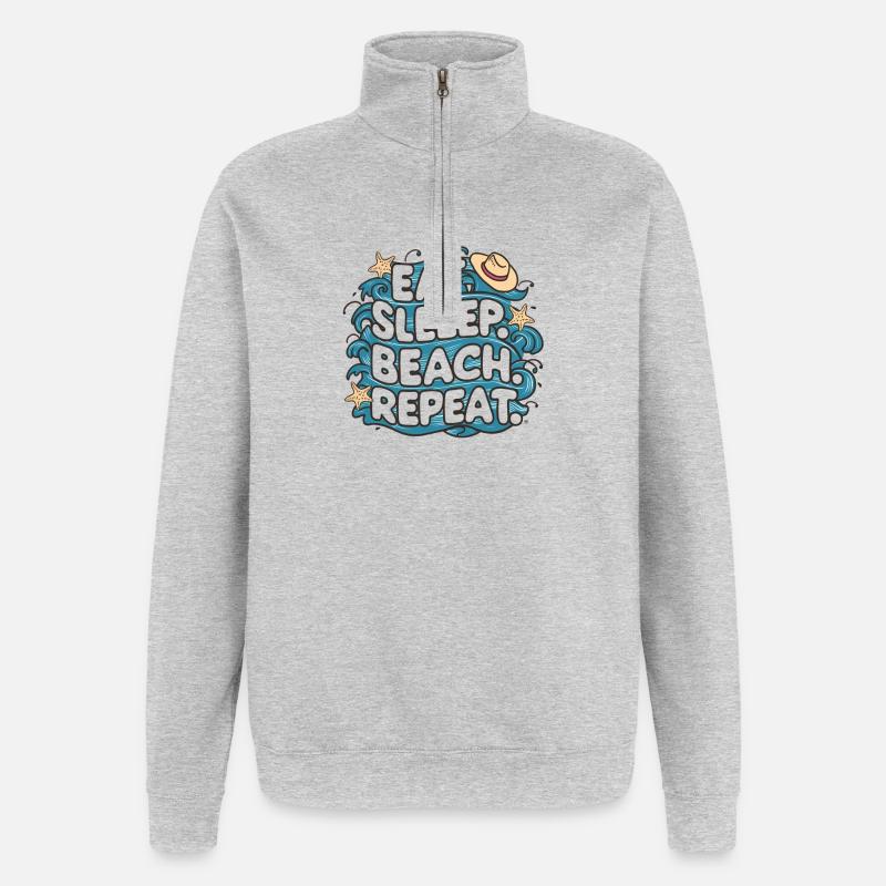 Manger dormir plage répéter - Sweat à zip 1/4 - gris chiné