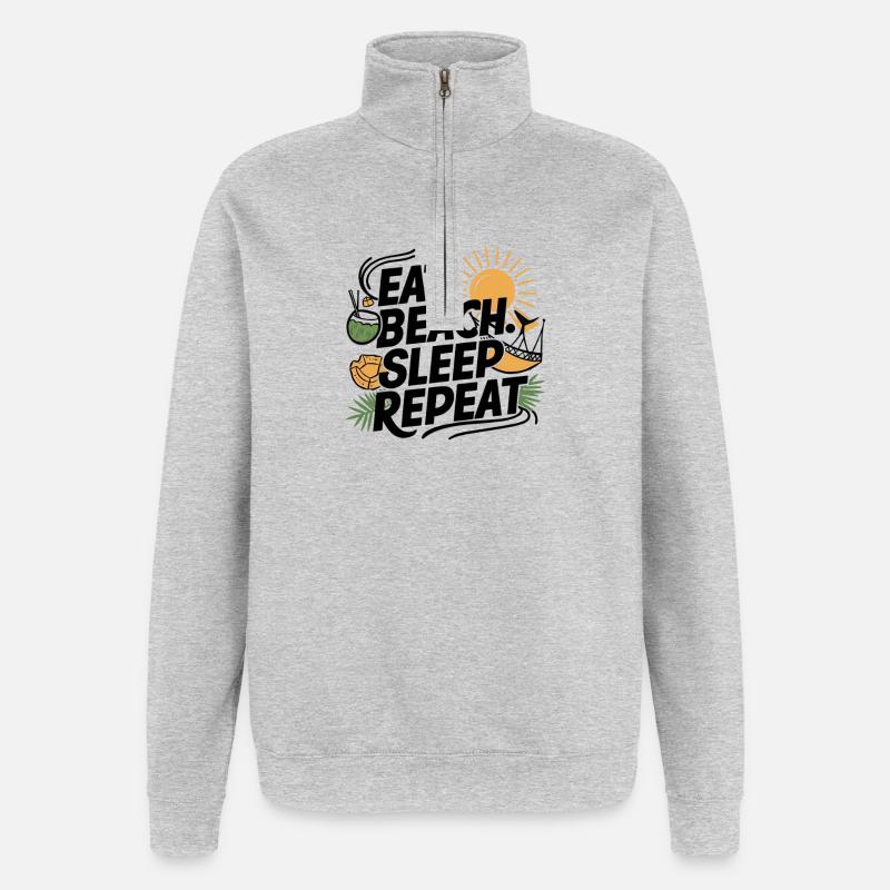 Manger dormir plage répéter - Sweat à zip 1/4 - gris chiné