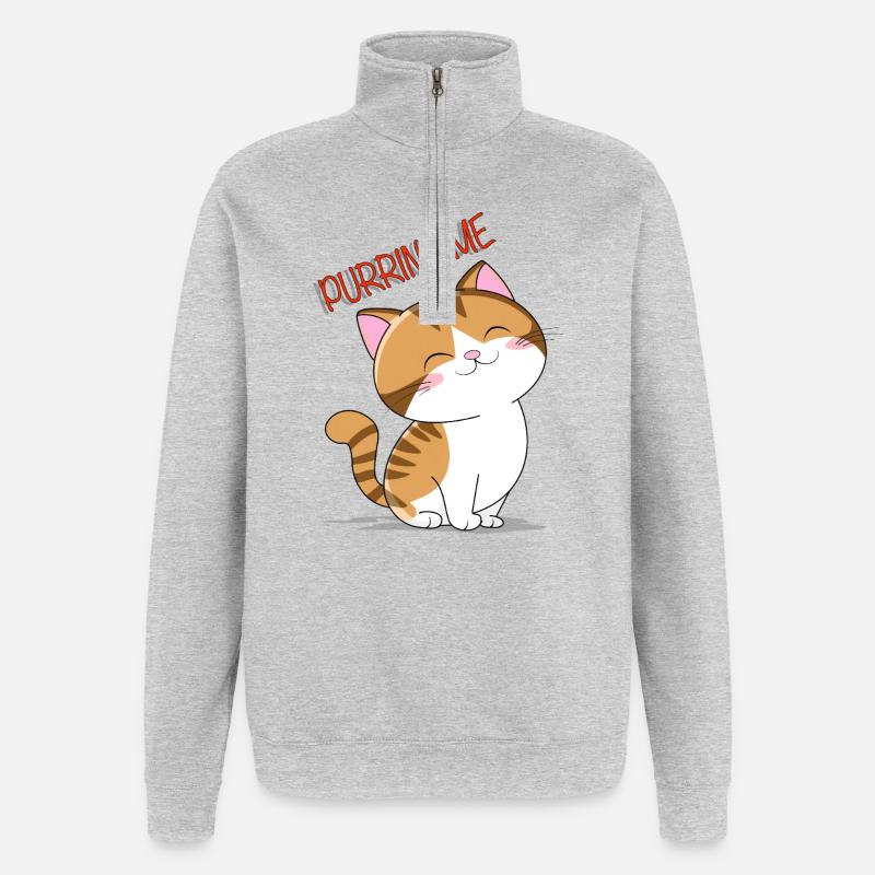 Purring me katze - Quarter-Zip-Sweatshirt - Grau meliert