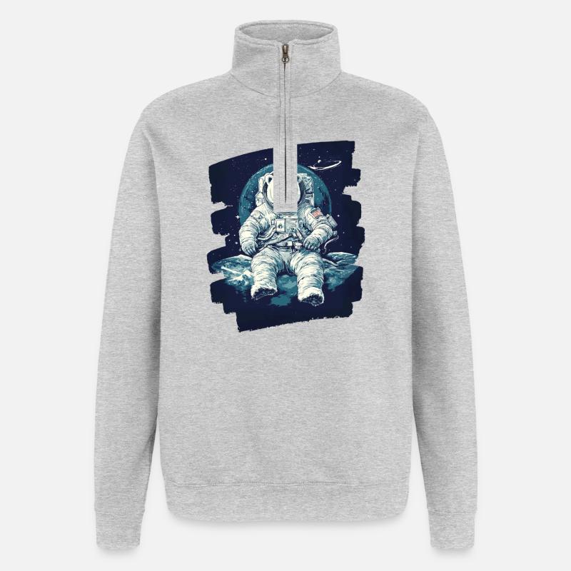 Eisbär Astronaut - Quarter-Zip-Sweatshirt - Grau meliert