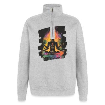 Yoga Namaste Meditation - Quarter-Zip-Sweatshirt - Grau meliert - Vorne - AI Model Female 172 light (172cm) & AI Model Male 178 dark (178cm)