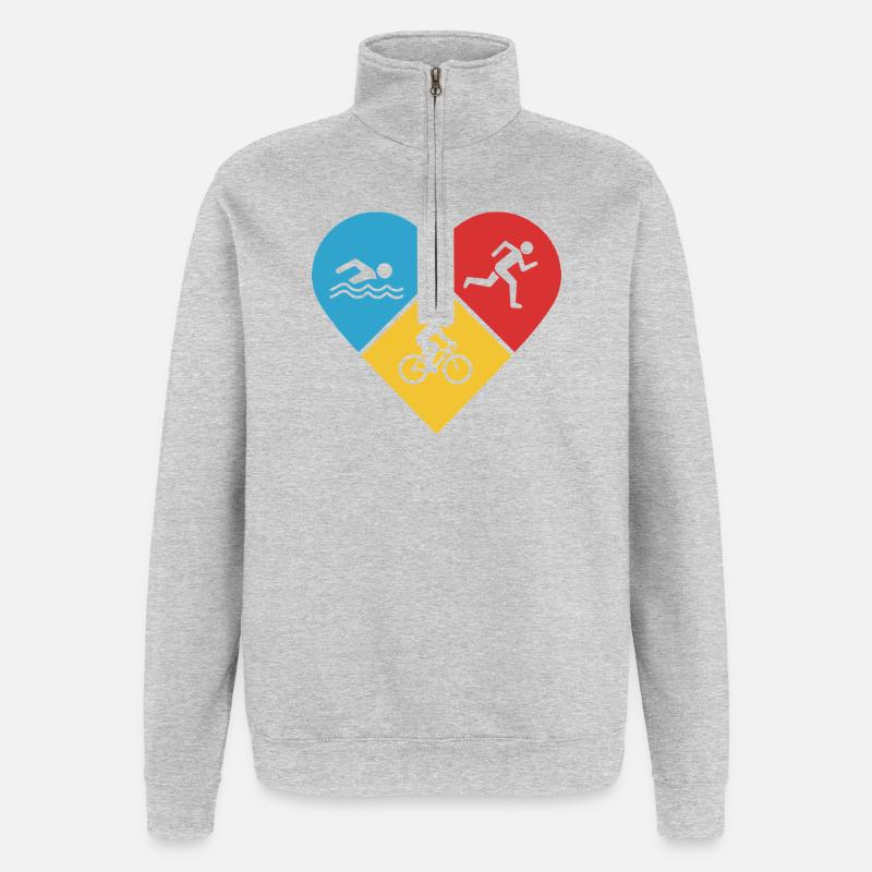 J’adore le triathlon - Sweat à zip 1/4 - gris chiné