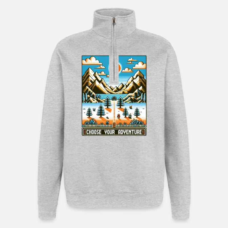 Aventure de jeu rétro - Sweat à zip 1/4 - gris chiné