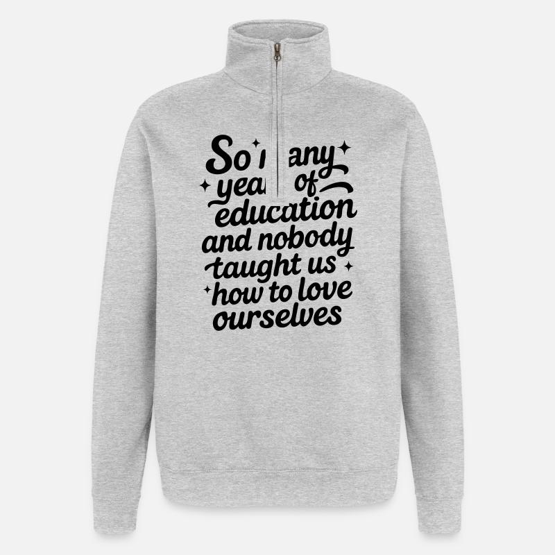 Selbstliebe - Quarter-Zip-Sweatshirt - Grau meliert