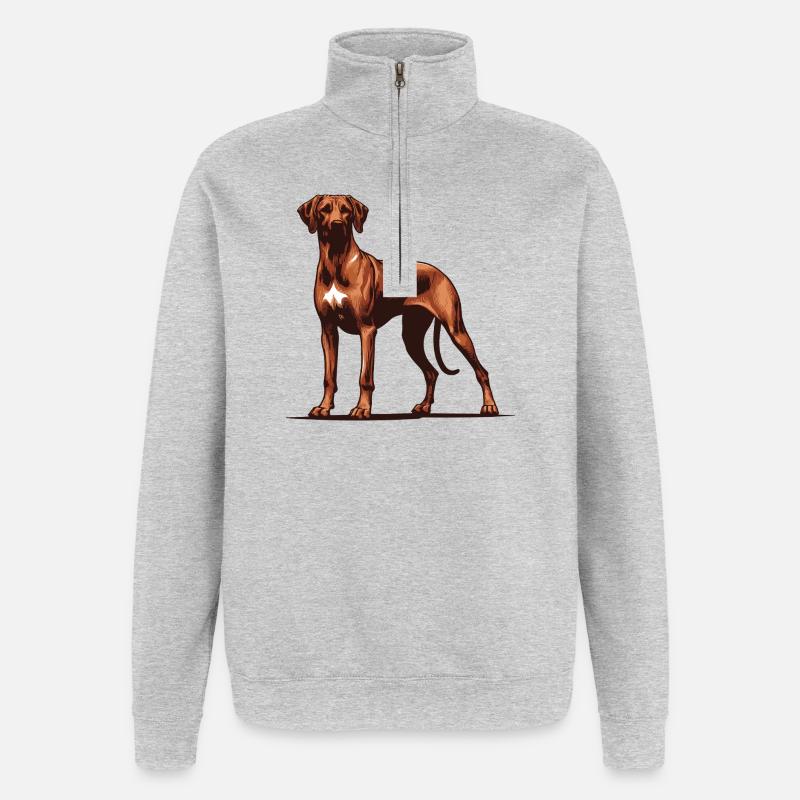 Rhodesian Ridgeback - Quarter-Zip-Sweatshirt - Grau meliert