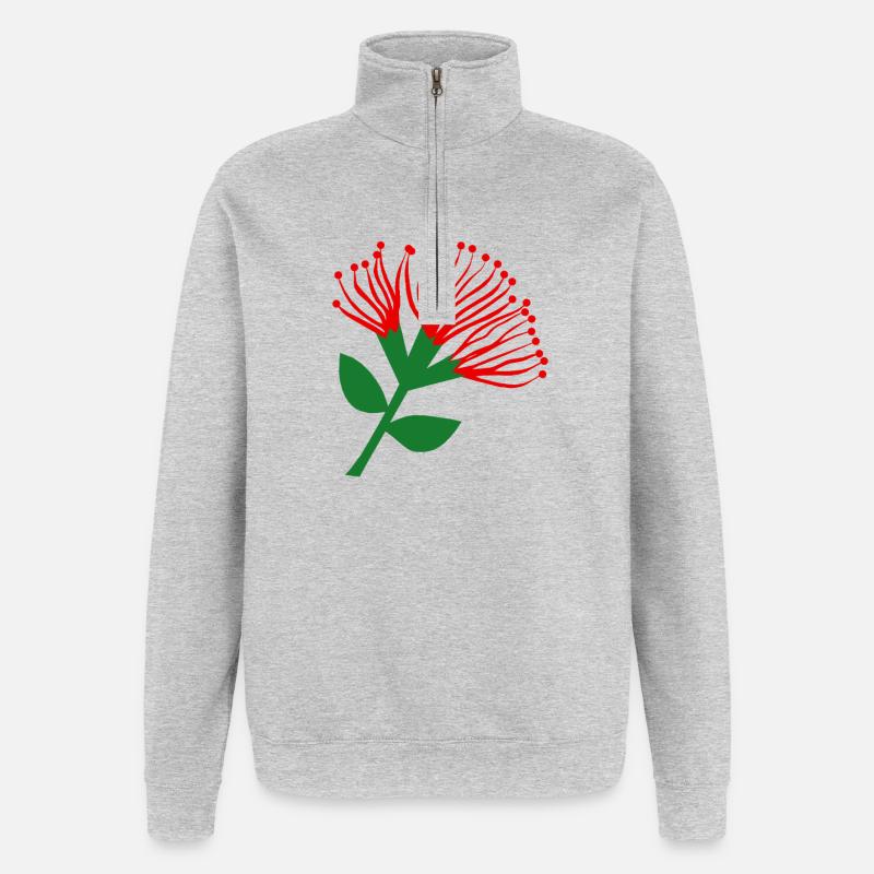 Pohutukawa Blume , Neuseeland - Quarter-Zip-Sweatshirt - Grau meliert