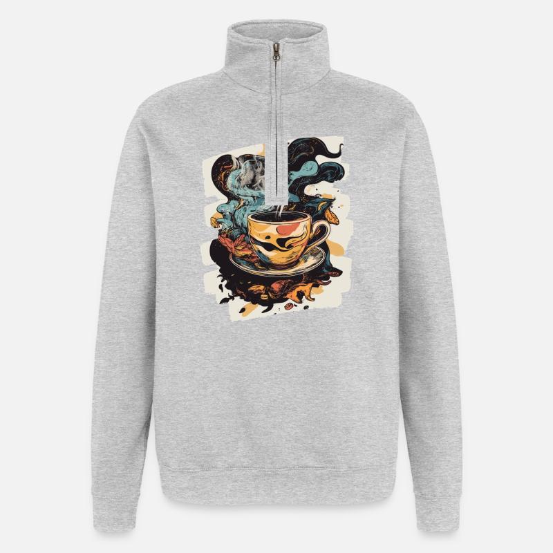Coffee Coffee Coffee Lovers - Quarter-Zip Sweatshirt - heather grey