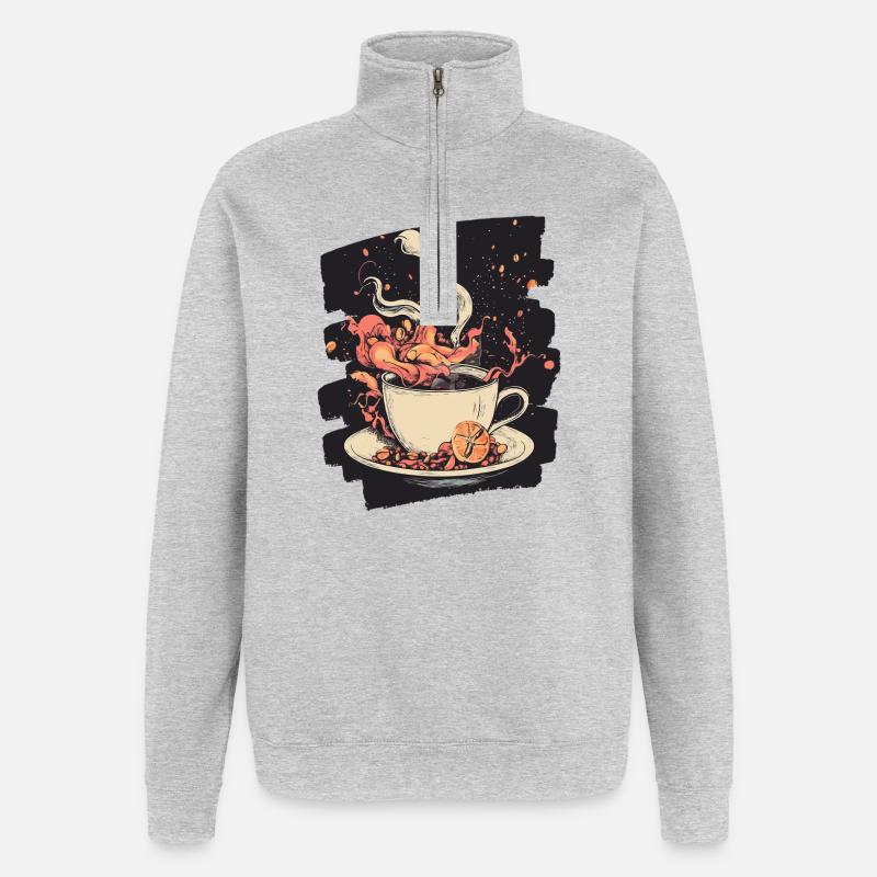Kaffee Coffee Kaffeeliebhaber - Quarter-Zip-Sweatshirt - Grau meliert
