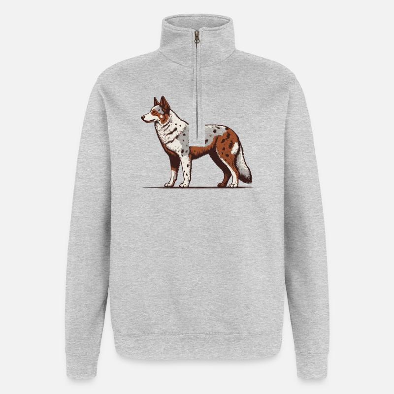 Koolie australien - Sweat à zip 1/4 - gris chiné