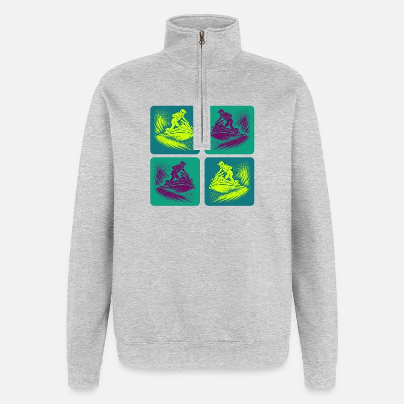 Jetski Splash Art – Neon Ride - Quarter-Zip-Sweatshirt - Grau meliert