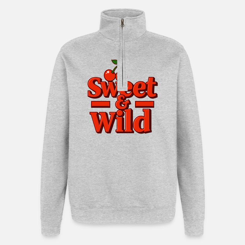 Süß und Wild - Quarter-Zip-Sweatshirt - Grau meliert