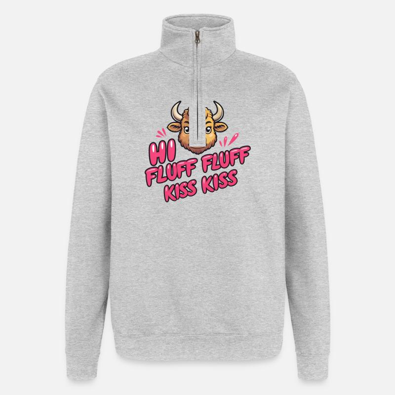 Bison - Sweat à zip 1/4 - gris chiné