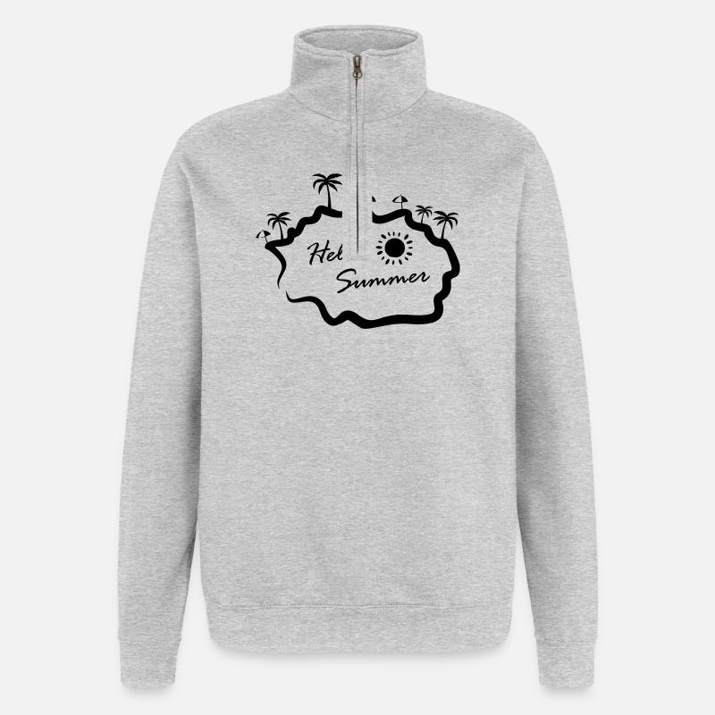 Hello Summer Insel Palmen - Quarter-Zip-Sweatshirt - Grau meliert