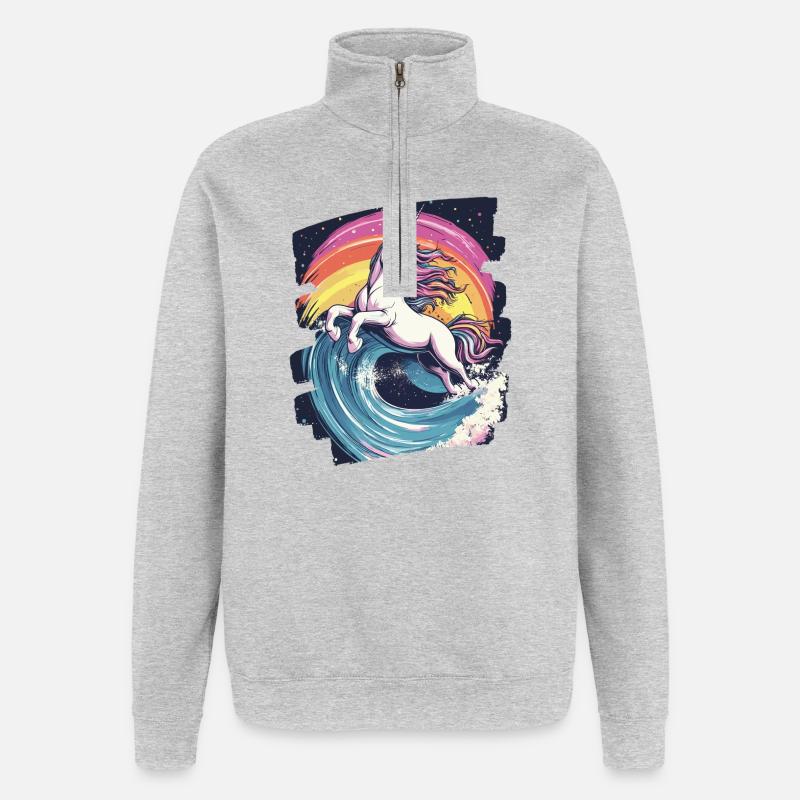 Einhorn - Quarter-Zip-Sweatshirt - Grau meliert