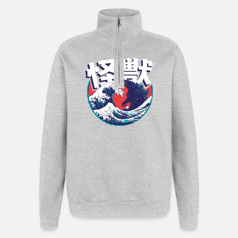 Kaiju - Sweat à zip 1/4 - gris chiné