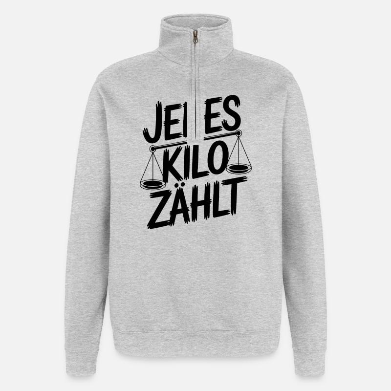 Jedes Kilo zaehlt - Quarter-Zip-Sweatshirt - Grau meliert