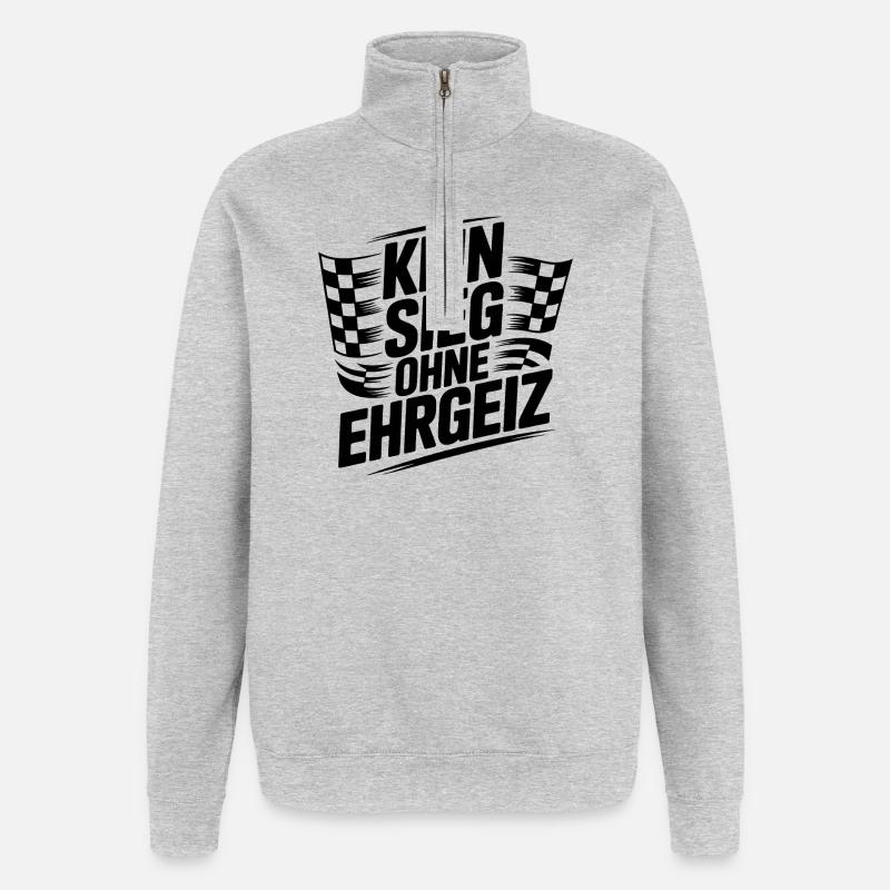 Kein Sieg ohne Ehrgeiz - Quarter-Zip-Sweatshirt - Grau meliert