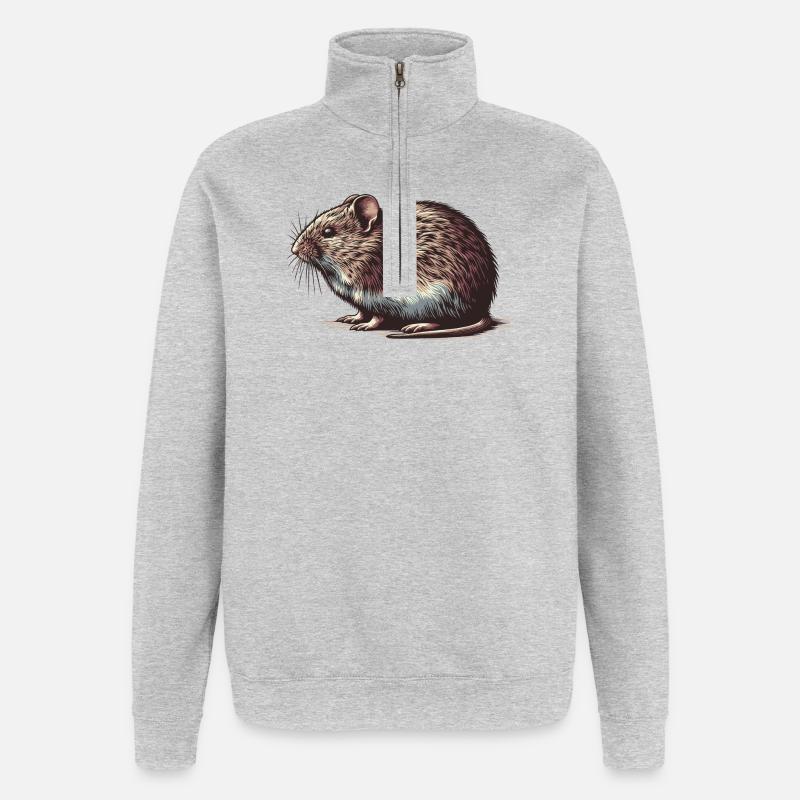 Campagnol - Sweat à zip 1/4 - gris chiné