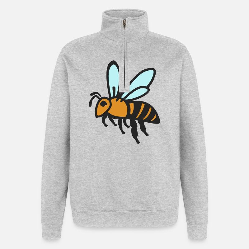 Biene - Quarter-Zip-Sweatshirt - Grau meliert