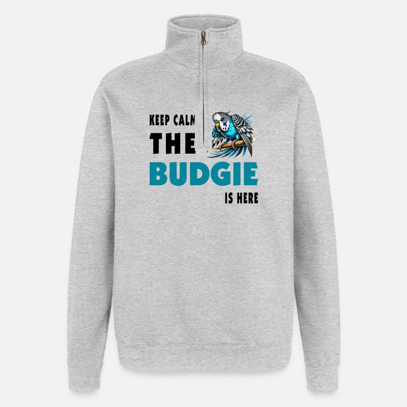 Conception de perruche - Sweat à zip 1/4 - gris chiné